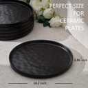 LIANYU Ceramic Dessert Plates Set of 6, 10.2 Inch Dinner Appetizer Plates for Kitchen Dining, Porcelain Round Plate Serving Cake Bread Salad Snack, Microwave & Dishwasher Safe, Obsidian Black