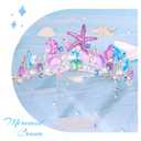 YARIEW Mermaid Crown Mermaid Birthday Decorations Mermaid Costume Mermaid Starfish Fish Scales Seashell Hair Accessories Wide Mermaid Headband Mermaid Birthday Party Gifts Purple
