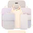 Ceneda 7 Set Compression Packing Cubes for Travel, Luggage Organizer Bags Suitcase Organizer for Travel Essentials, Packing Cubes for Suitcase, Handle Storage Bags Set (Beige)