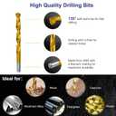 230 Pieces Titanium Twist Drill Bit Set, 135° Tip High Speed Steel, Size from 3/64" up to 1/2", Ideal Drilling in Wood/Cast Iron/Aluminum Alloy/Plastic/Fiberglass, with Hard Storage