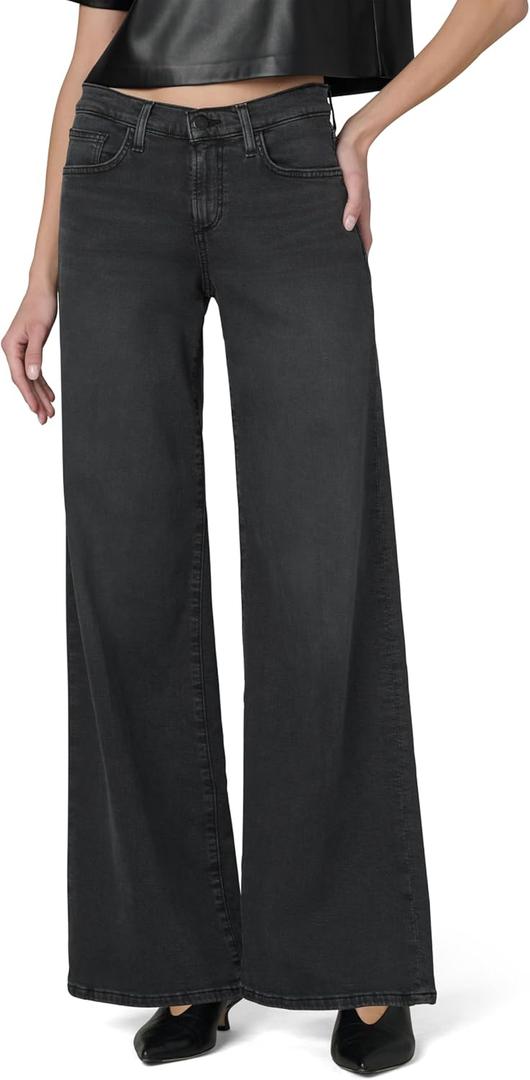 Joe's Jeans Women's The Lou Lou Low Rise Wide Leg Jeans, Black Cat, 26
