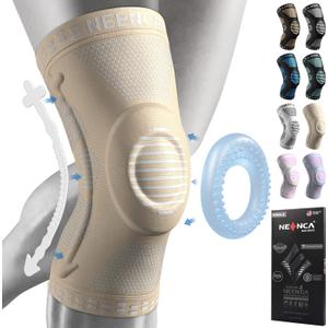 NEENCA Knee Brace for Women & Men, Medical Knee Support with Patella Pad & Side Stabilizers, Knee Compression Sleeve for Knee Pain, Meniscus Tear, ACL, Joint Pain, Runner, Workout - FSA/HSA Eligible (Large, Light Beige)