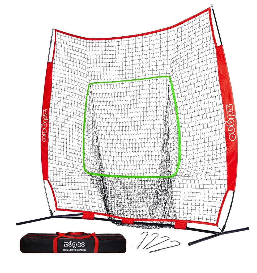 7×7ft Baseball Softball Practice Net- Portable Baseball Net for Batting, Hitting, Pitching Come with Carry Bag, Training for Players of Any Skill Level - Easy Setup
