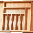 Umilife Extra Large Expandable Kitchen Siverware Utensils Drawer Organizer, 19" Deep for Big Drawer, Adjustable Bamboo Wood Drawer Divider with Curved Grooves, Cutlery Tray Flatware Holder (Expandable 17~28 x 19 inch (10 Slots))