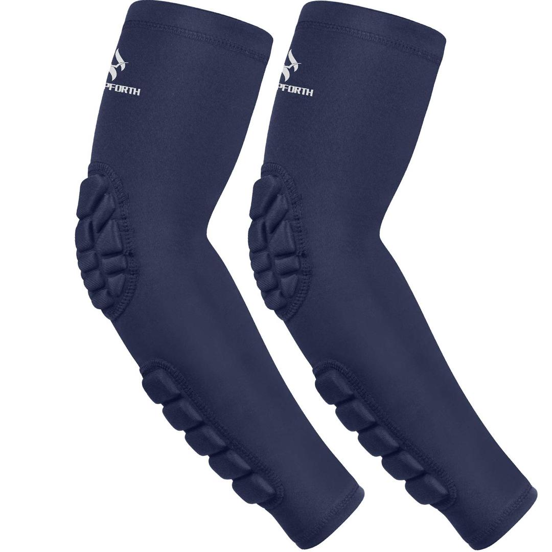 HOPEFORTH 2PCS Padded Elbow Forearm Sleeves Compression Arm Protective Support M