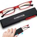 HEEYYOK 2.50 Reading Glasses Women TR90 Ultra Thin Blue Light Blocking Readers Womens Cheaters Reading glasses Compact Portable Stretchable Slim Flat, Red