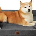 EHEYCIGA Orthopedic Dog Beds for Large Dogs, Waterproof Memory Foam Large Pet Bed with Sides, Non-Slip Bottom and Egg-Crate Foam Dog Couch Bed with Washable Removable Cover, Dark Grey (35.0"L x 22.0"W x 6.5"Th)
