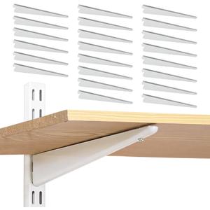 Adjustable Shelf Brackets 24 Pack Heavy Duty 16 Inch Wire Shelf Brackets for Twin Slotted Standard Uprights White Metal Shelf Supports for Adjustable Shelving System Closet Organization