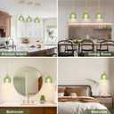 Mini Pendant Lights Kitchen Island 2 Pack, Small Adjustable Pendant Light Fixture with Green Tulip Glass Lampshade, Vintage Gold Pendant Lighting, Pendant Light for Bedroom Dining Room Hallway