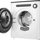 Portable Clothes Dryer 1.6 cu.ft, 110V 970W Compact Laundry Dryers, Front Load Dryers Machine with Stainless Steel Tub, ABS Control Panel for Apartments, Home, Dorm, White