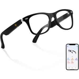 AI Translation Smart Glasses Powered by GPT, Support 160+ Languages, Simultaneous Interpretation via APP, Open-ear Audio Design, Blue Light Filtering Lens Bluetooth Eyewear for Working, Walking