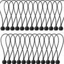 25PCS Ball Bungee Cord 6in Black and White Outdoor Camping Tent Accessory Elastic Cord Mountaineering Camping Tie Down Trampoline Fastening Cargo Ball Cord