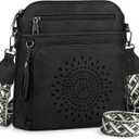 RAINSMORE Crossbody Bags for Women Leather Crossbody Purse Designer Womens Shoulder Handbags Trendy Cross Body Purse (Black)