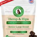 Vet Naturals Hemp & HIPS - Dog Joint Supplement Large Breed - Senior Dog Supplements - Glucosamine and Chondroitin Supplement - MSM & USA Grown Hemp Oil (60ct-Beef and Bacon) (10.56 Ounce (Pack of 1))