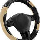 Road Comforts Leather Steering Wheel Cover - Made with PVC Leather - Anti-Slip, Universal Fit 14 1/2 inches to 15 inches - Beige