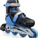 New-Bounce Adjustable Inline Skates for Girls and Boys - for Kids, Teens, and Young Adults Outdoor Roller Skates for Boys Ages 8-12 for Beginners & Advanced | Blue (Medium)