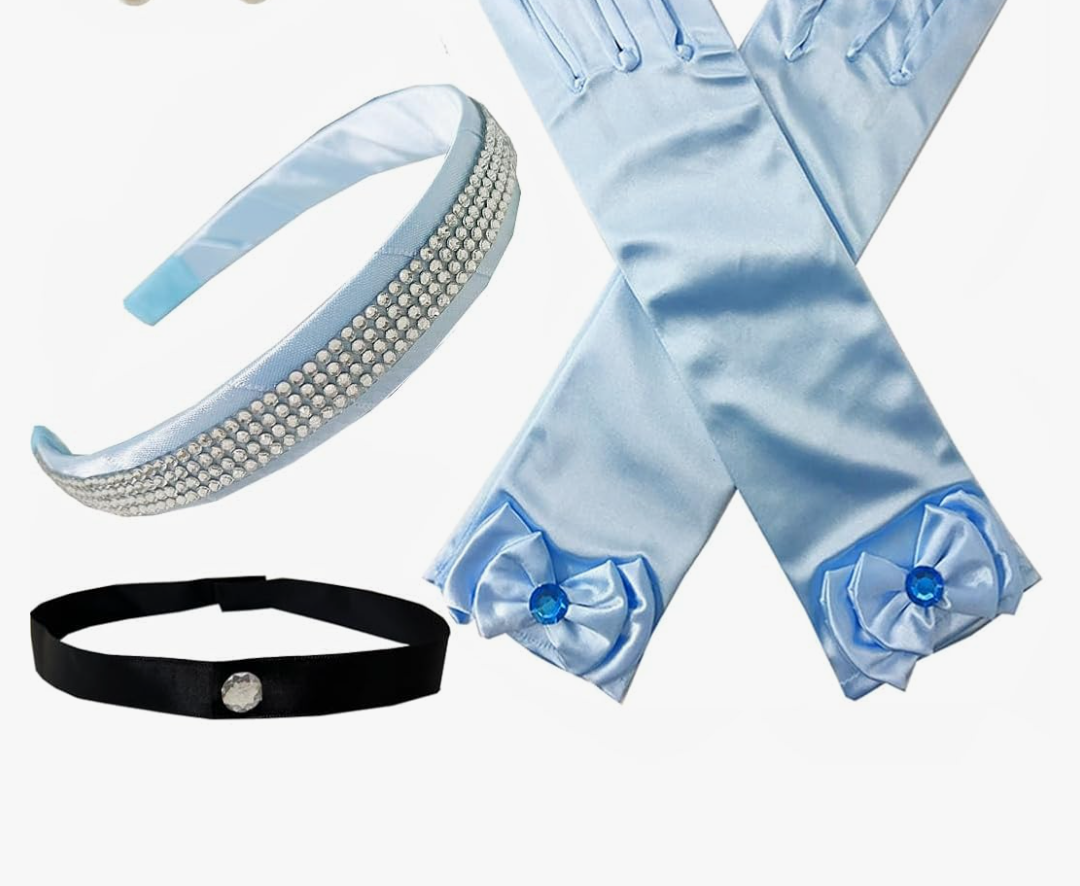 Princess Cinderella Dress up Accessories Cinderella Headband Choker Gloves Halloween Christmas Party Favors for Girls