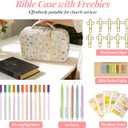 Bible Cover Case for Women, Large Bible Bag with Study Kit, Spliced Flower