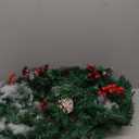 9FT Christmas Garland with Lights, Timer Artificial Lighted Garland Indoor for Stairs, Fireplace, 50 Lights Green Garland, Christmas Decoration with Cones & Red Berries & Pine Needle