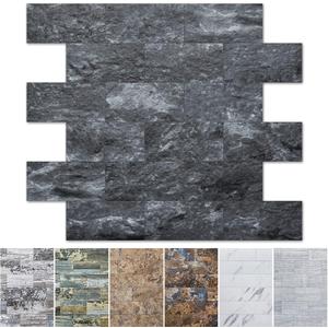 Art3d 10-Sheet Peel and Stick Backsplash PVC Wall Tile, Stickon Tile for Kitchen Backplash, Bathroom Vanities, Fireplace Decor, Laundry Table, Stair Decals in Dark Granite, Plastic-Sheets (11.3"x13.5")