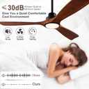 QUTWOB 52" Wood Ceiling Fan with Lights Remote Control, Quiet DC Motor 3 Blade Ceiling Fans for Patio Living Room, Bedroom, Office, Indoor Outdoor(Black+Dark Walnut)