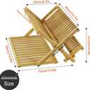 KKTONER Bamboo Dish Drying Rack with Utensil Holder 3 Tier Collapsible Drainer Rack with Dish Drying Mat for Kitchen Counter (Natural)