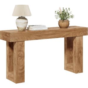LITTLE TREE 63 Inches Long Console Table for Entryway, Sofa Table Behind Couch, Wooden Entry Table Foyer Hallway Table, Industrial Console Sofa Table for Living Room, Oak Brown Color