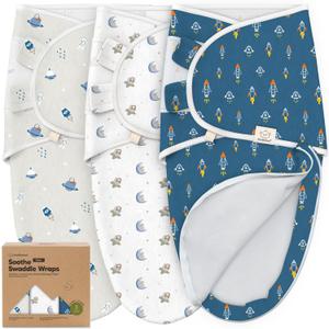 Baby Swaddle Sleep Sacks with Zipper - 3-Pack Swaddles for Newborns 0-3 Months, Infant, Baby Girls, Boys, Soft & Durable Newborn Sleep Sack, Easy Diaper Change Swaddling Blanket (Cosmo, OS)