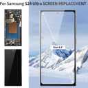 OLED for Samsung S24 Ultra Screen for Samsung S24 Ultra LCD Display for Galaxy SM-S928B Digitizer Touch Assembly with Frame SM-S928U SM-S928W SM-S928N SM-S928E Black (with Fingerprint Function)