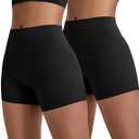 voenxe Women Workout Shorts,High Waisted Yoga Biker Short,Spandex No Front Seam Sports Gym Running Exercise Soft Short,2 Pack (XL, Black)