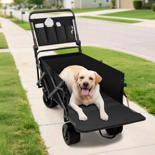 TKYZ Large Dog Stroller Cart,Foldable Dog Wagon Cart for Medium & Large Dogs with Tailgate,Up to 160 lbs