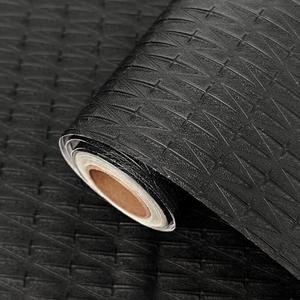 Black Peel and Stick Wallpaper Embossed 15.7”x78.8” Black Textured Wallpaper Self Adhesive Removable Easy Peel Off Wall Paper Dark Contact Paper for Cabinets and Drawers Decor Vinyl Roll