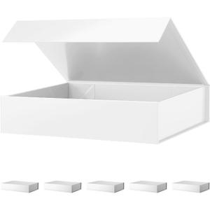 PACKHOME Mothers Day 6 Gift Boxes 11.5x8x2.5 Inches, Sturdy Shirt Boxes with Magnetic Lids for Multiple Occasions (Glossy White)