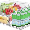 4 Pack Refrigerator Organizer Bins with Pull-out Drawer Stackable Clear Fridge Drawer Organizer Fruit Vegetable Storage Containers for Kitchen Pantry Organization (1 Large+1 Tall+2 Small)