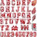 Meneng Football Iron On Letters Patches: 48PCS Glittering Embroidered Appliques A-Z Alphabet and 0-9 - Football DIY Crafts for Customizing Clothing Jackets Backpacks Hats Jerseys Name Number