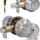 Lanwandeng Keyed Alike Entry Door Knobs and Single Cylinder Deadbolt Lock Combo Set Security for Entrance and Front Door, All Keyed Same Door Lock with Classic Satin Nickel Finish