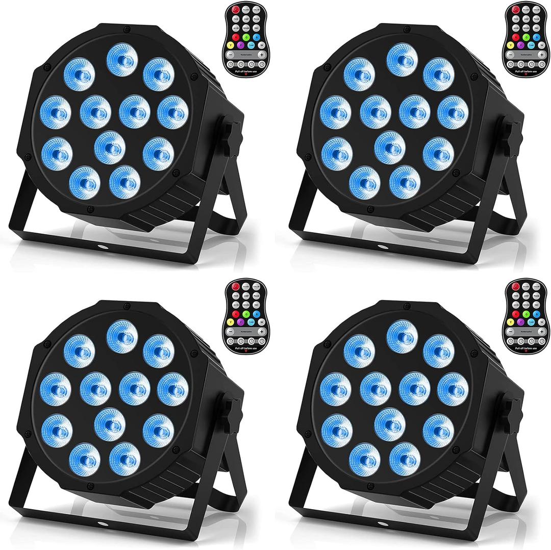 Rechargeable Par Lights RGBW 4-in-1 LED Uplights Battery Powered Stage Lights, HOLDLAMP DJ Lights Sound Activated with Remote & DMX Control for Festival Party Event Wedding Bar (4 Packs)
