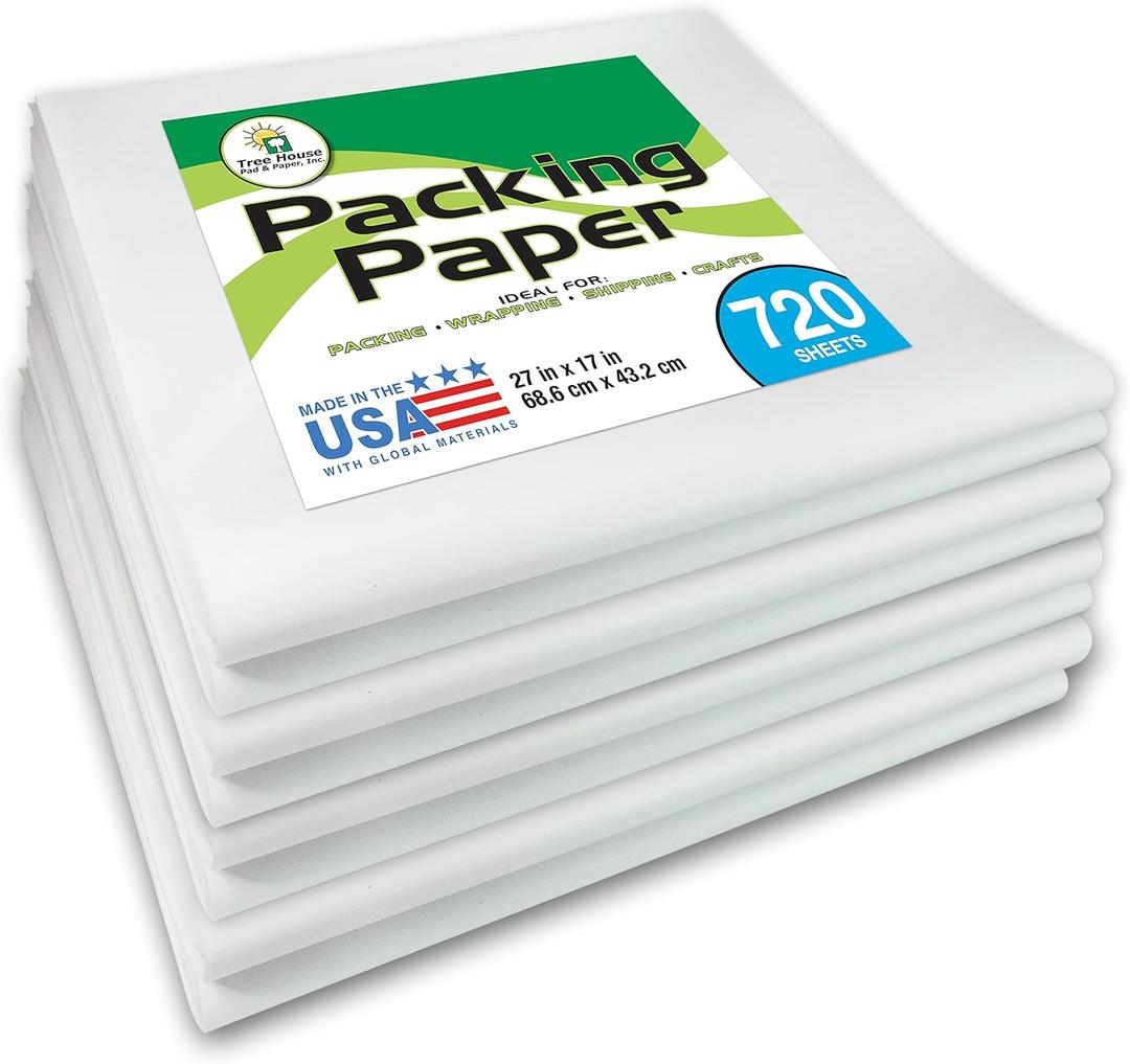 Tree House Packing Paper for Moving 720 Newsprint Packing Paper Sheets 27 x 17 Paper for Packing Dishes, Shipping, and Moving Supplies Recyclable Movers Paper Made in USA