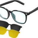 Smart Bluetooth Glasses for Men & Women, Magnetic Lenses 3-in-1(Blue Light Blocking/UV400/Night Vision), Auto On/Off, Call/Music, IP65 Waterproof, Wireless Audio Stylish Eyewear for Driving/Working (CLEAR)