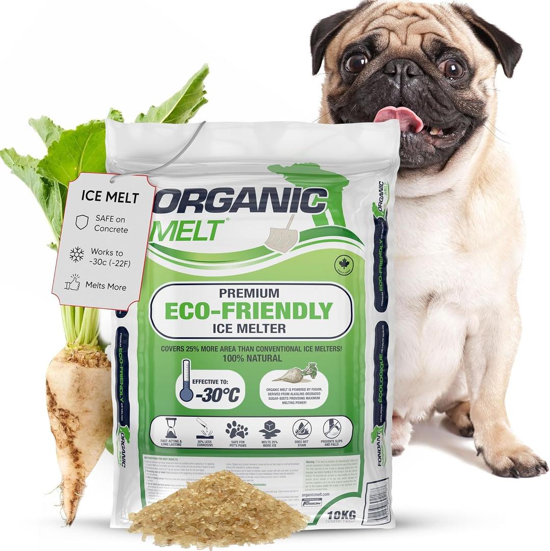 Ice Melt Safe for Concrete, Sidewalks, and Driveways  Pet-Friendly Snow Salt and Ice Melter  Organic Melt Granular De-Icing Product  Eco-Friendly, 10kg Bag (22 lbs)