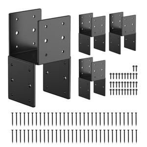 4 Pack 4x4 Heavy-Duty Post Caps Tie Bracket(Actual 3.5"x3.5"), High-Carbon Steel Wood Beam Support, Beam-Hanging Fixtures,Steel Post Anchor Connector, for Gazebo, Deck & Porch Post to Beam (Black)