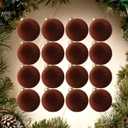 16 Pcs Velvet Ornaments for Christmas Tree - 3.15in Flocked Christmas Balls Ornaments - Hanging Decorations for Wreath, Mantel, Stair Railings, Windows, Gift Packages (Brown)
