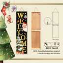 Christmas Wooden Porch Sign 31.5" Santa Welcome Porch Sign with Stars, Snowflakes, and Gift Accents for Home Front Door Yard Party Decor