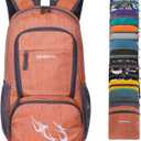 FENGDONG 35L Lightweight Foldable Waterproof Packable Travel Small Hiking Backpack Daypack for men women (A6- Dark Orange)
