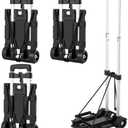 Datanly 3 Set Folding Hand Truck Dolly with Expandable Base Plate 77 Lbs 2 Wheels Roll Luggage Cart with Elastic Ropes Portable Luggage Cart Collapsible Dolly for Airplane Travel Shopping Office