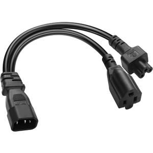 JSADZKJY IEC 320 Y Distributor Power Cable C14 Male to C5 Female+ NEMA 5-15R Female Extension Power Cable 10A 250V C14 to C5+NEMA 5-15R AC Adapter Cablefor Laptop Receptacle Converter (33cm/1ft)