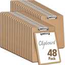 48 Pack Clipboards Bulk, Clip Boards 8.5x11 Standard Letter Size, Clipboards for Classroom, Wooden Clipboard