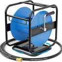 SPECILITE Heavy Duty Metal Garden Hose Reel, 360 Rotation Frame, 75-100 Ft of Hose Storage Capacity, Stable and Portable Wall/Floor Mount Water Pipe Spool, Blue