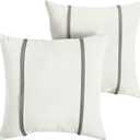 Sorra Home x Sunbrella - Indoor/Outdoor Square Pillows, Canvas Natural Ivory & Charcoal Grey (16 in x 16 in)