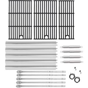 Grill Parts for Charbroil Performance 5 Burner 463448021 463449021 463450022 463451022 463455021, 17 inch Cooking Grate, Burner and Heat Plate for Charbroil Grill Replacement Parts